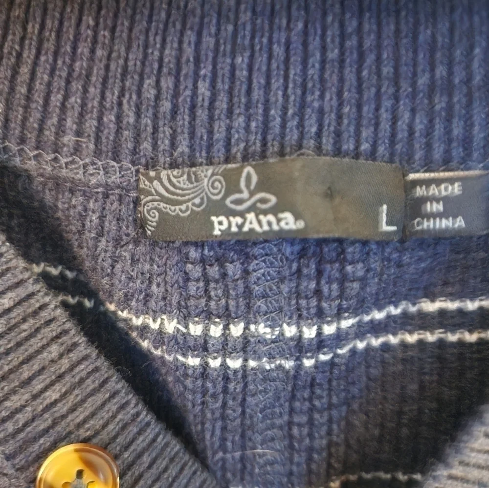 Prana organic cotton wool blend milani sweater dress size large navy stripe - Picture 10 of 13